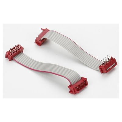 ПВХ полиэстер 28AWG Плоский кабель 1.27 мм Микроконнектор 8 штифтов IDC кабель