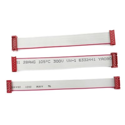 ПВХ полиэстер 28AWG Плоский кабель 1.27 мм Микроконнектор 8 штифтов IDC кабель