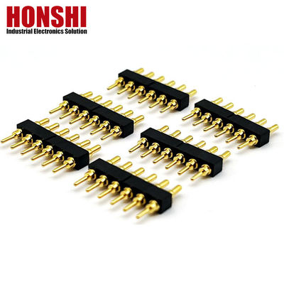 Женщина Pogo Pin Connector 6P Золотопокрытый H2.5 Дип тип латуни контакт для высокого тока PCB