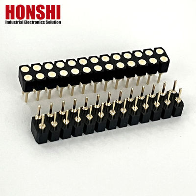 2.54 мм Двойной ряд PCB H3.0 мм 7.4 мм прямая латунь Обработанный круглый женский конектор заголовка