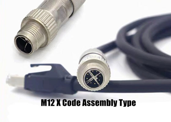 Круговое M12 X-кодовое соединитель Ethernet 8 пин мужской женский разъемный соединитель винтовой установки