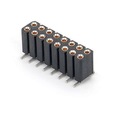2.54 мм Двойной ряд H7.0 мм SMT ПХБ латуни Обработанный круглый женский конектор PA6T Черный