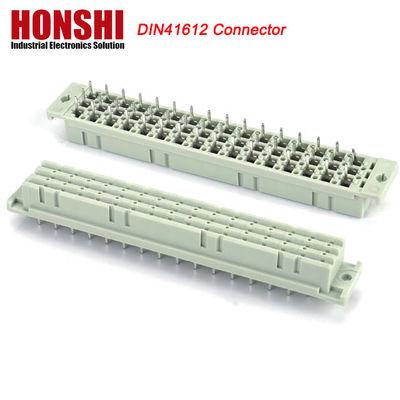Правый угол PCB 128 Pin DIN 41612 Euro Female Connector With Board Lock Pbt Grey