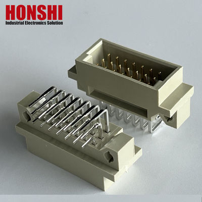 Правый угол PCB 128 Pin DIN 41612 Euro Female Connector With Board Lock Pbt Grey