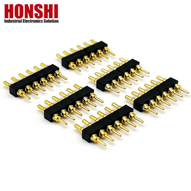 Женщина Pogo Pin Connector 6P Золотопокрытый H2.5 Дип тип латуни контакт для высокого тока PCB