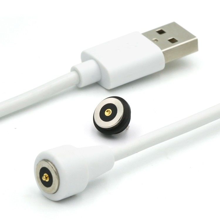 2 штифта магнитный Pogo Pin соединительный кабель к USB Type A M Белый кабель